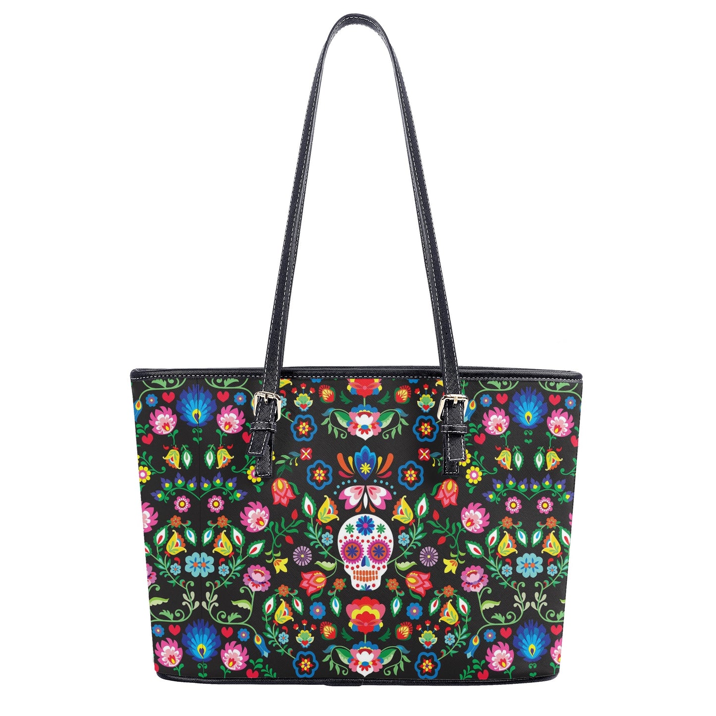 Day of the dead shoulder bag, candy skull cosmetic wallet, floral sugar skull long wallet, floral skull handbag, floral skull crossbody bag,