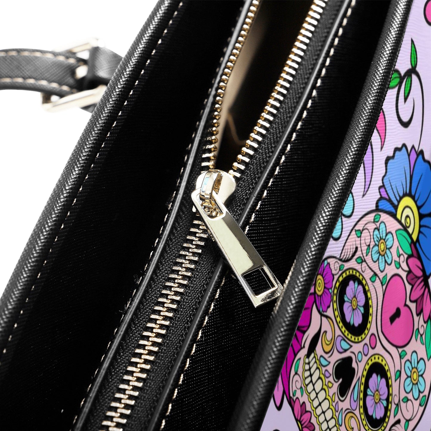 Calaveras skull tote bag, calaveras skull purse, day of the dead purse, dia de los muertos skull cosmetic wallet, candy skull shoulder bag,