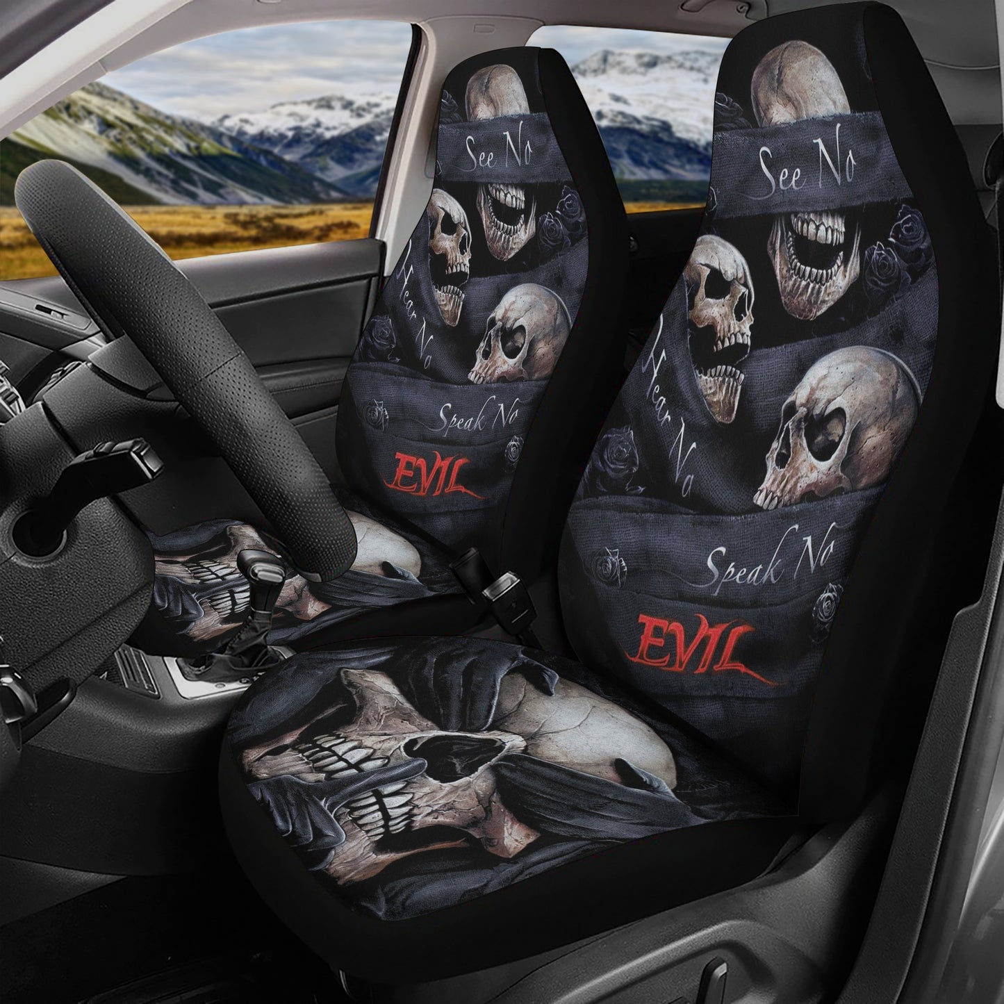 Skeleton car accessories, motorcycle skull car seat , flower skull washable car seat covers, biker skull cover cushion accessories for Cars,