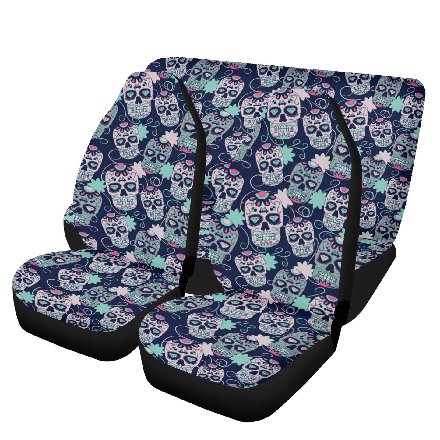 Skeleton car seat protector cover, christmas skull car accessories, gothic skull seat cover protector, christmas skull floor mat for car, mo