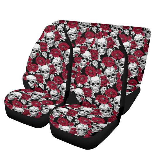 Floral skull slip-on seat covers, christmas skull car mat, flaming skull car rug, death skull rug mat for car, flame skull car seat cover, f