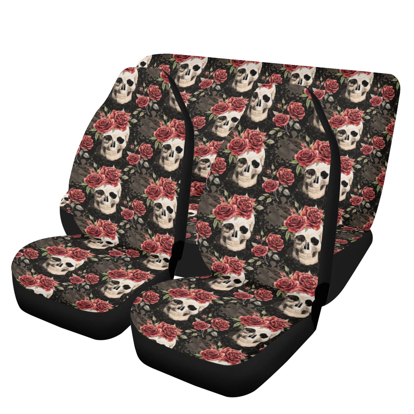 Punisher skull seat cover protector, rose skull seat cover for car, flame skull slip-on seat covers, christmas skull car seat protector, hor