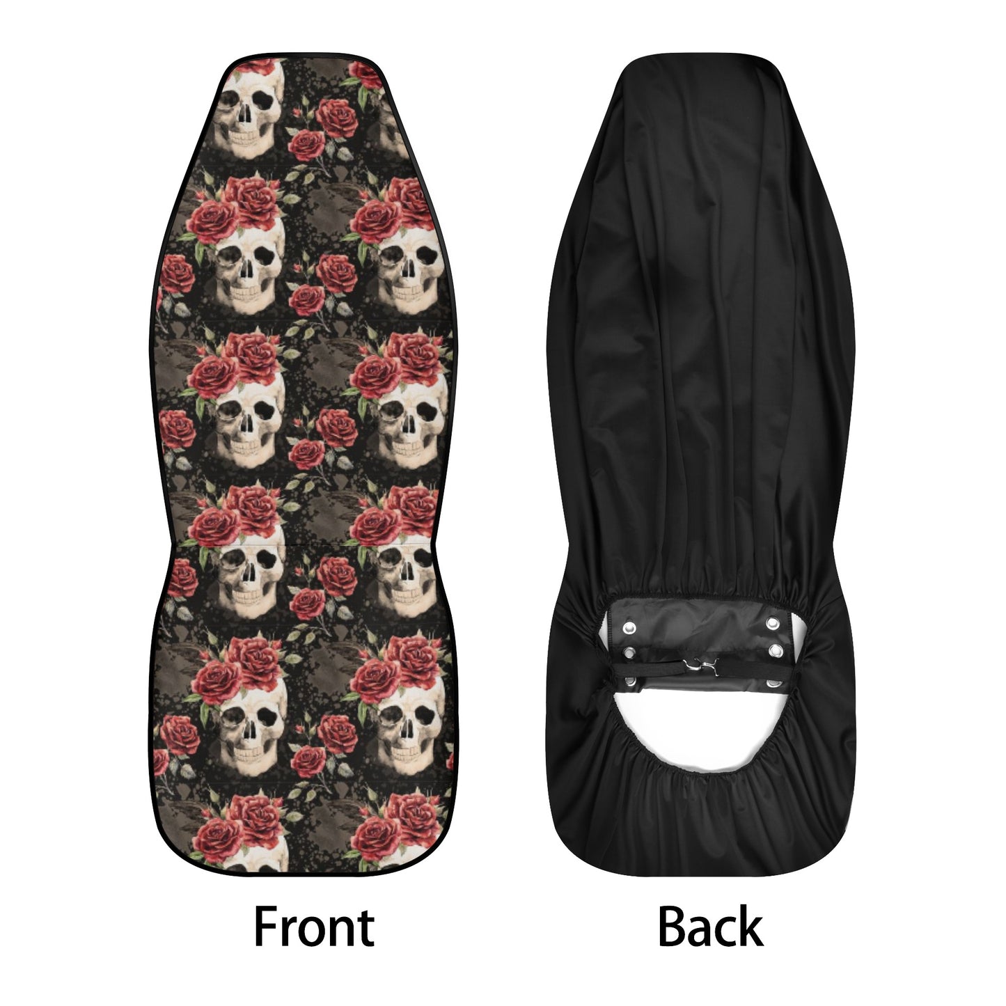 Punisher skull seat cover protector, rose skull seat cover for car, flame skull slip-on seat covers, christmas skull car seat protector, hor