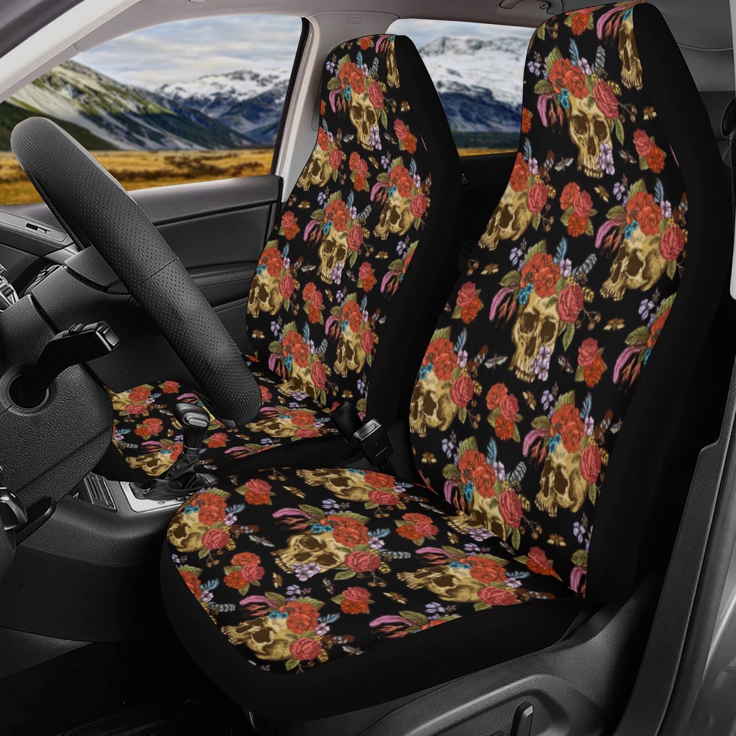 Mexico car rug, sugar skull girl car floor mat, candy skull car seat cover, mexico car floor mat, cinco de mayo skull seat cover for truck,