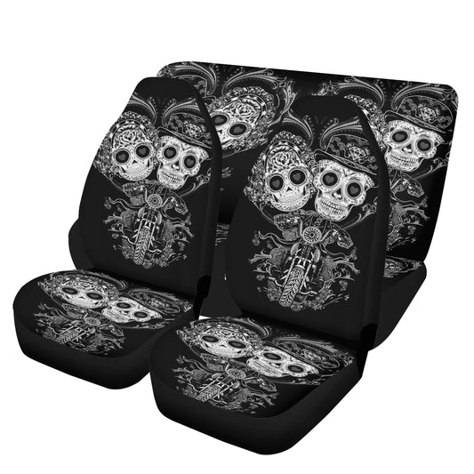 Floral skull seat cover for vehicles, mexico washable car seat covers, mexican skull car mat, dia de los muertos skull car seat , sugar skul
