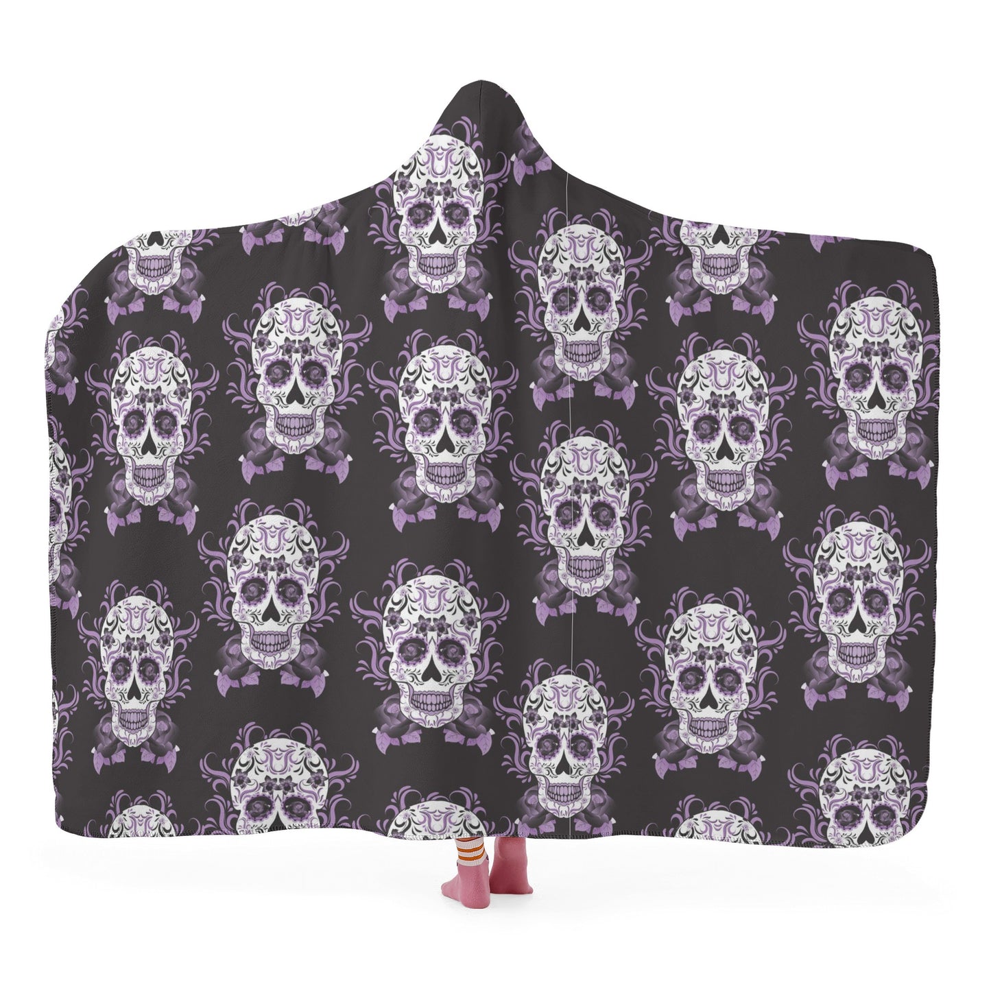 Cinco de mayo skull hooded blanket, sugar skull hooded fleece blanket, mexico hooded blanket adult, sugar skull girl throw hooded, sugar sku