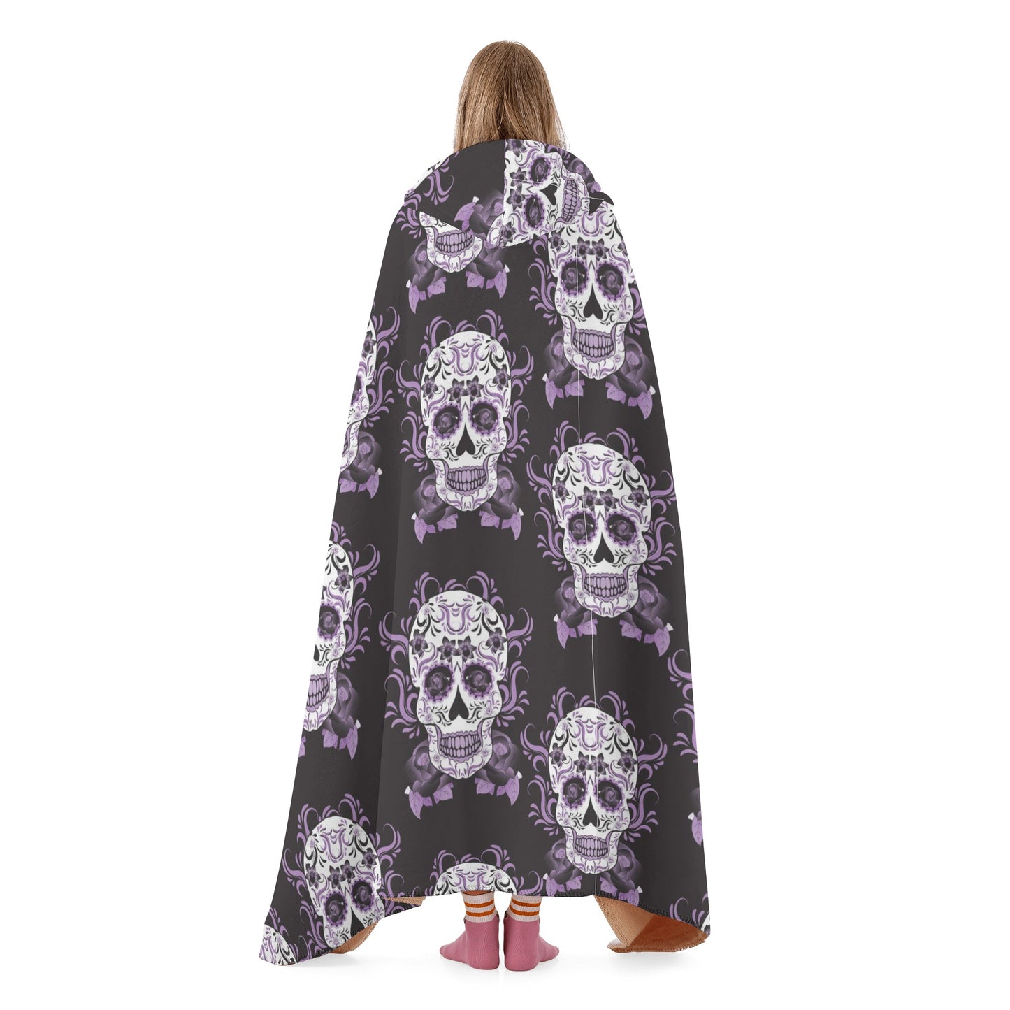 Cinco de mayo skull hooded blanket, sugar skull hooded fleece blanket, mexico hooded blanket adult, sugar skull girl throw hooded, sugar sku