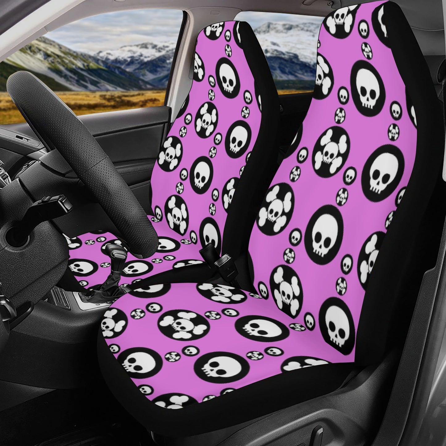 Motorcycle skull seat cover for car, biker skull slip-on seat covers, rose skull car mat flooring, death skull seat cover protector, biker s