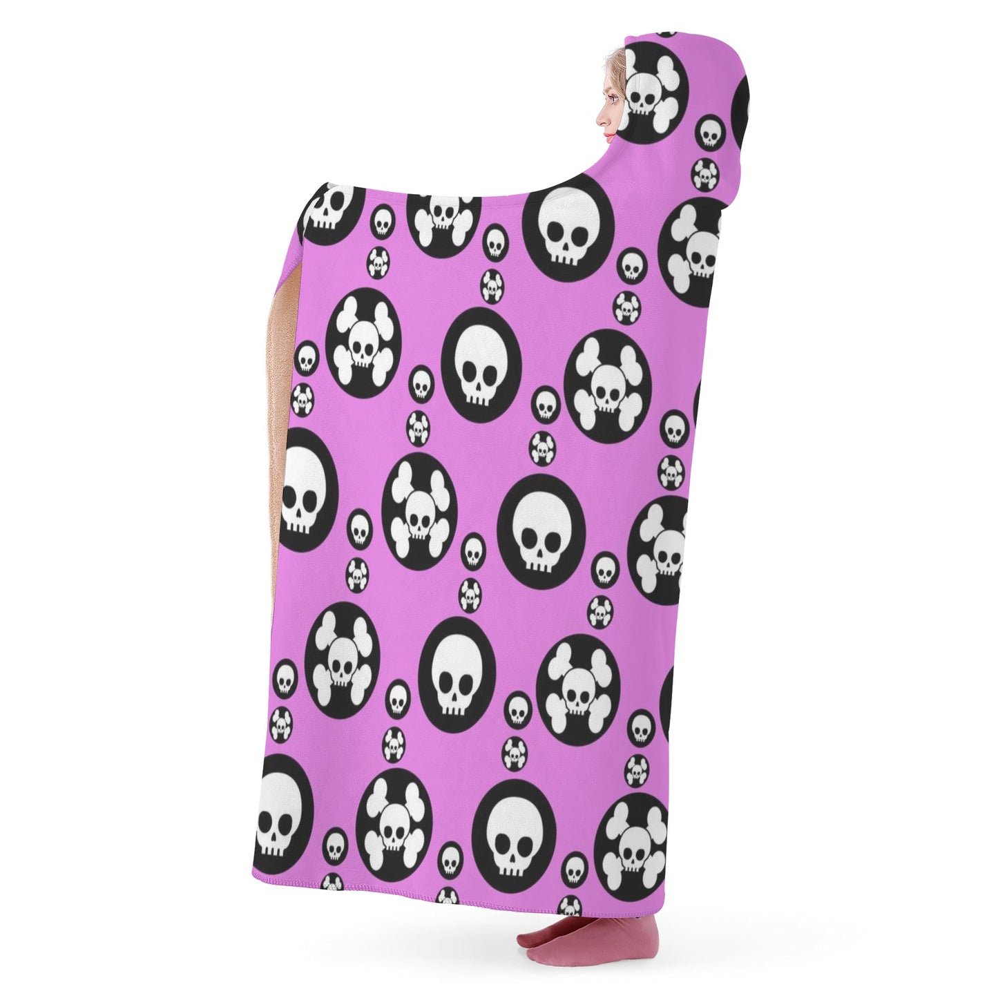 Flame skull hooded blanket adult, skull in fire blanket hooded, grim reaper hooded fleece blanket, flower skull warm blanket, floral skull c