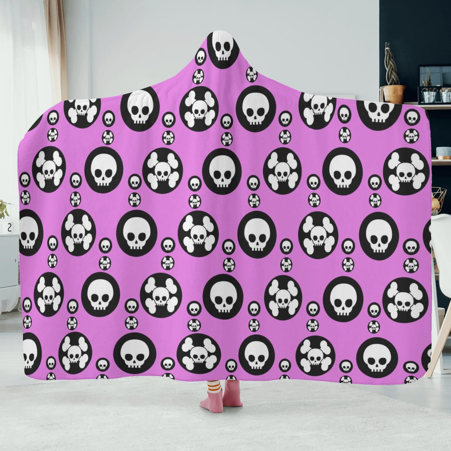 Flame skull hooded blanket adult, skull in fire blanket hooded, grim reaper hooded fleece blanket, flower skull warm blanket, floral skull c