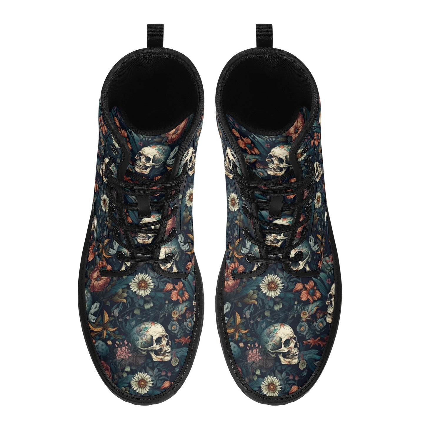 Grim reaper men women boots, horror waterproof Lace Up Anti-Slip platform nooties, flame skull unisex boots, flaming skull ankle booties, ev