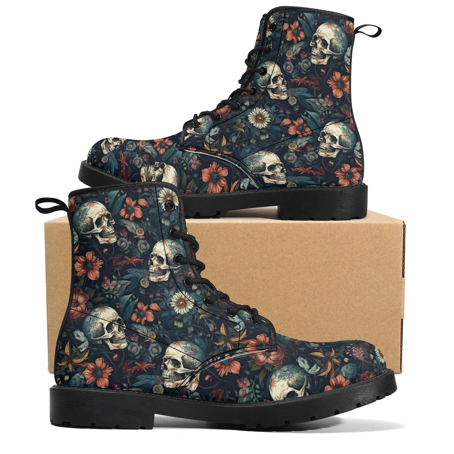 Grim reaper men women boots, horror waterproof Lace Up Anti-Slip platform nooties, flame skull unisex boots, flaming skull ankle booties, ev