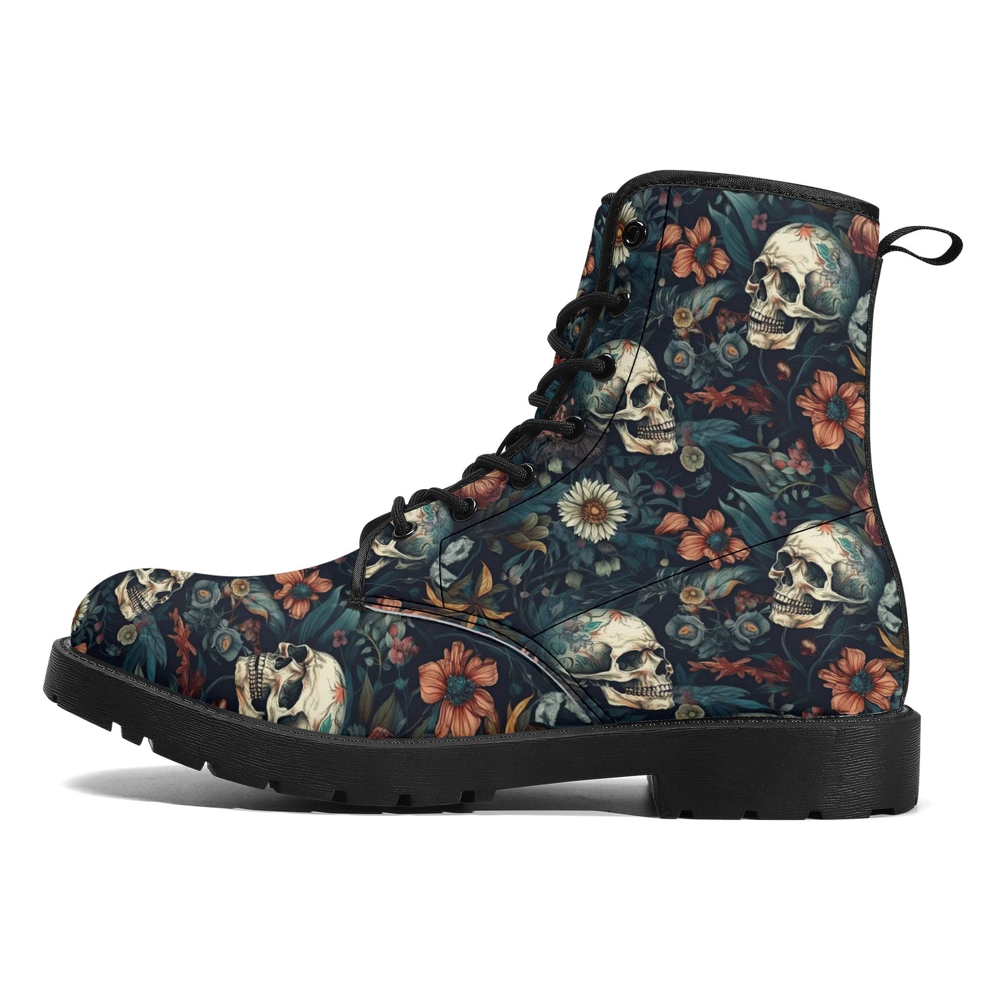 Grim reaper men women boots, horror waterproof Lace Up Anti-Slip platform nooties, flame skull unisex boots, flaming skull ankle booties, ev