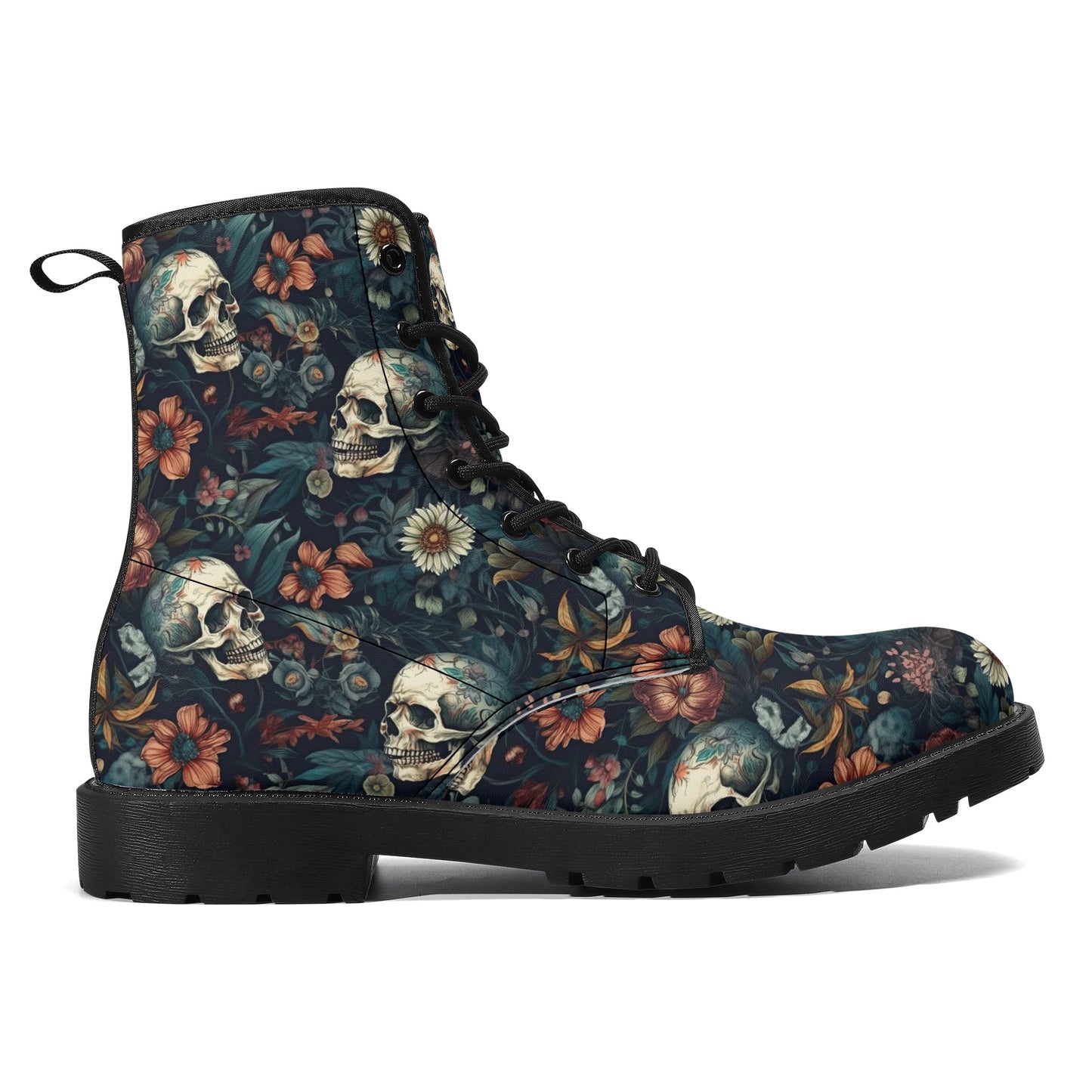 Grim reaper men women boots, horror waterproof Lace Up Anti-Slip platform nooties, flame skull unisex boots, flaming skull ankle booties, ev