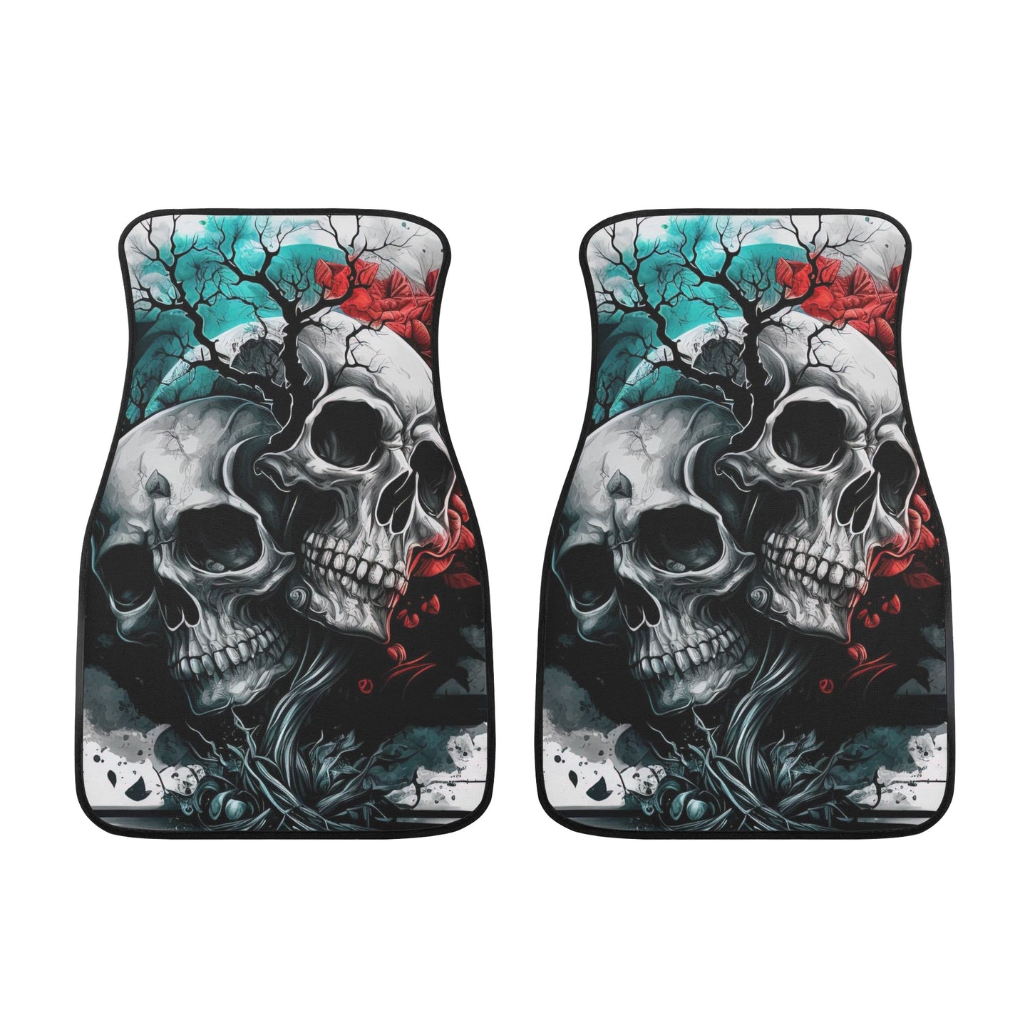 Rose skull car seat cushion cover, skull seat cover for truck, flaming skull seat cover for vehicles, skull in fire car seat protector cover Car Floor Mats