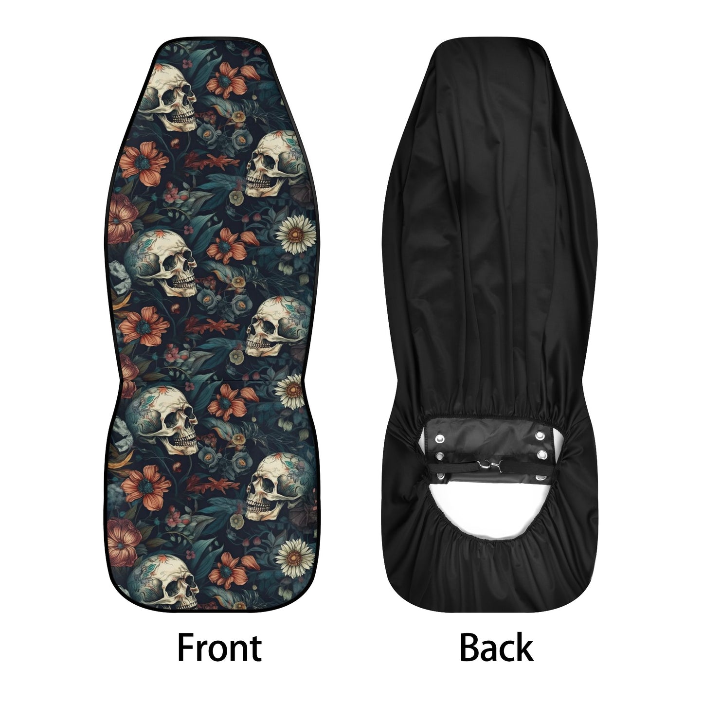 Goth car seat cushion cover, biker skull slip-on seat covers, flaming skull car seat cushion cover, horror seat cover for truck, skeleton ca Car Seat Cover Set