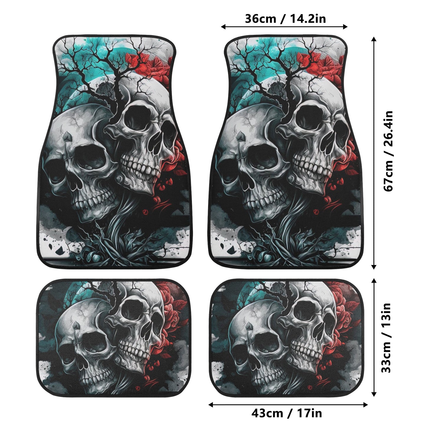 Rose skull car seat cushion cover, skull seat cover for truck, flaming skull seat cover for vehicles, skull in fire car seat protector cover Car Floor Mats