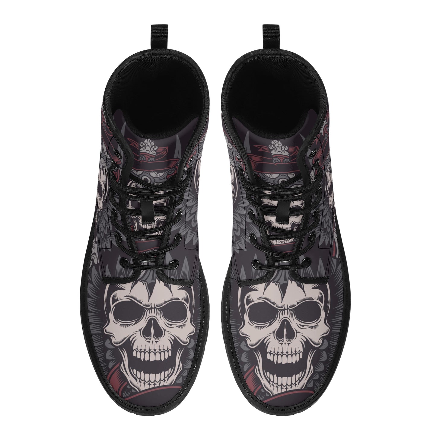 Halloween boots for men women, biker skull fashion leather boots, halloween ankle Boots, horror waterproof shoes, flaming skull men women sh