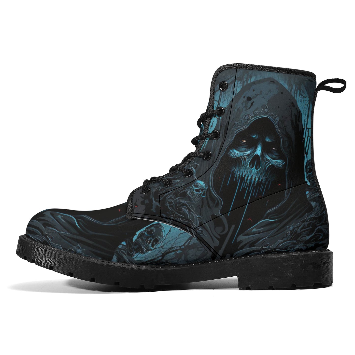Evil boots, goth men women shoes, death skull waterproof Lace Up Anti-Slip platform nooties, gothic skull waterproof shoes, punisher skull w