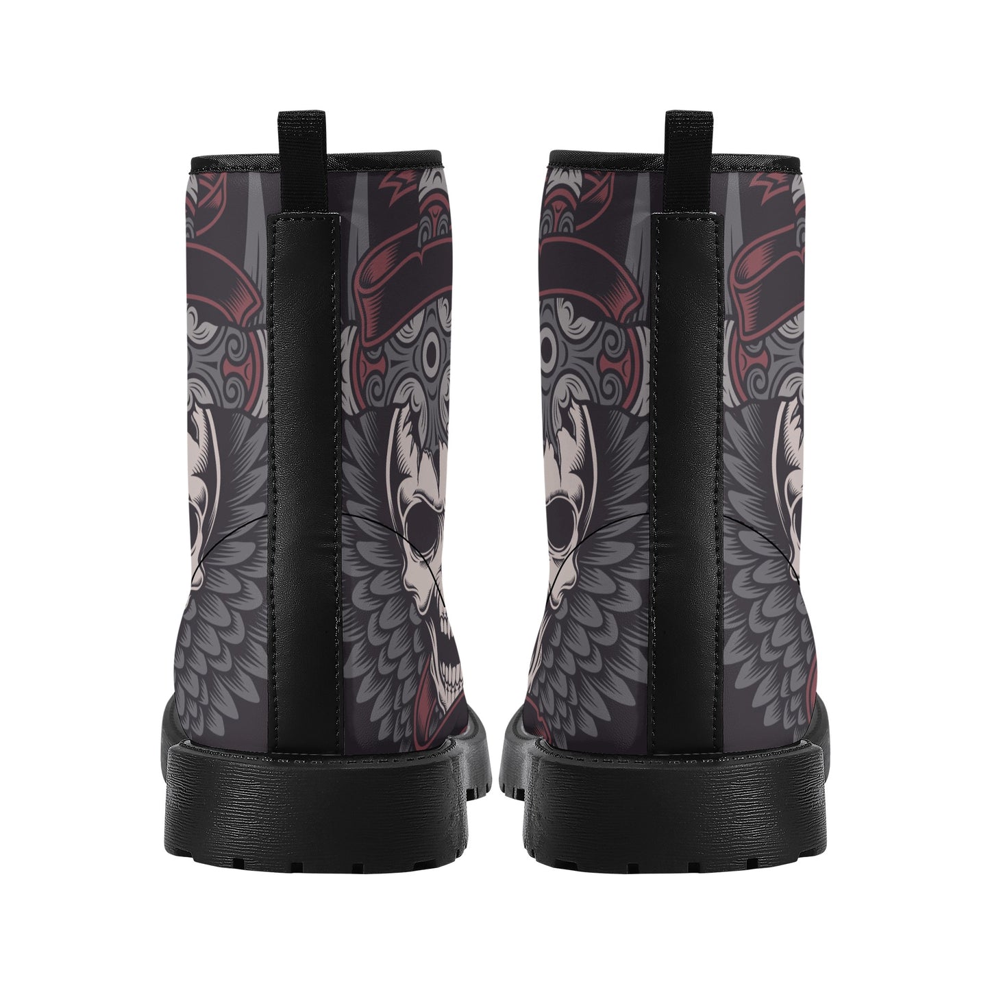 Halloween boots for men women, biker skull fashion leather boots, halloween ankle Boots, horror waterproof shoes, flaming skull men women sh