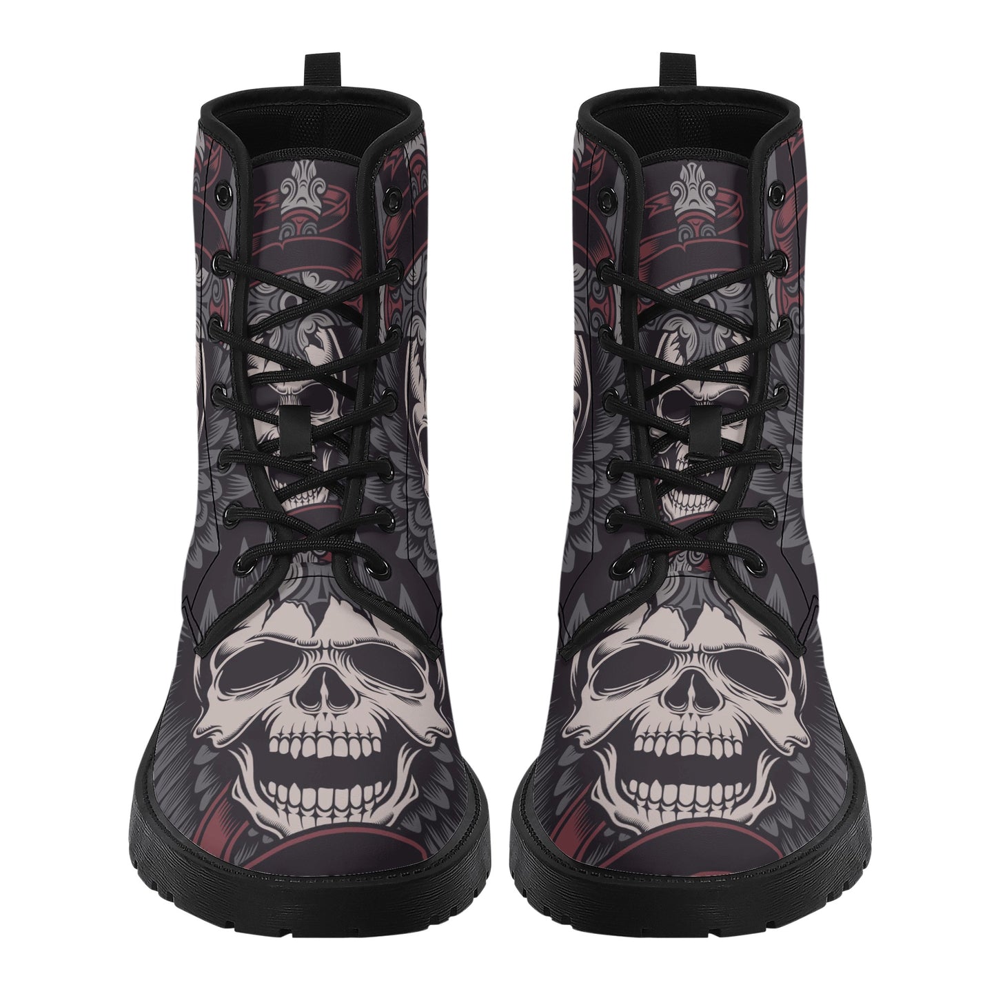 Halloween boots for men women, biker skull fashion leather boots, halloween ankle Boots, horror waterproof shoes, flaming skull men women sh