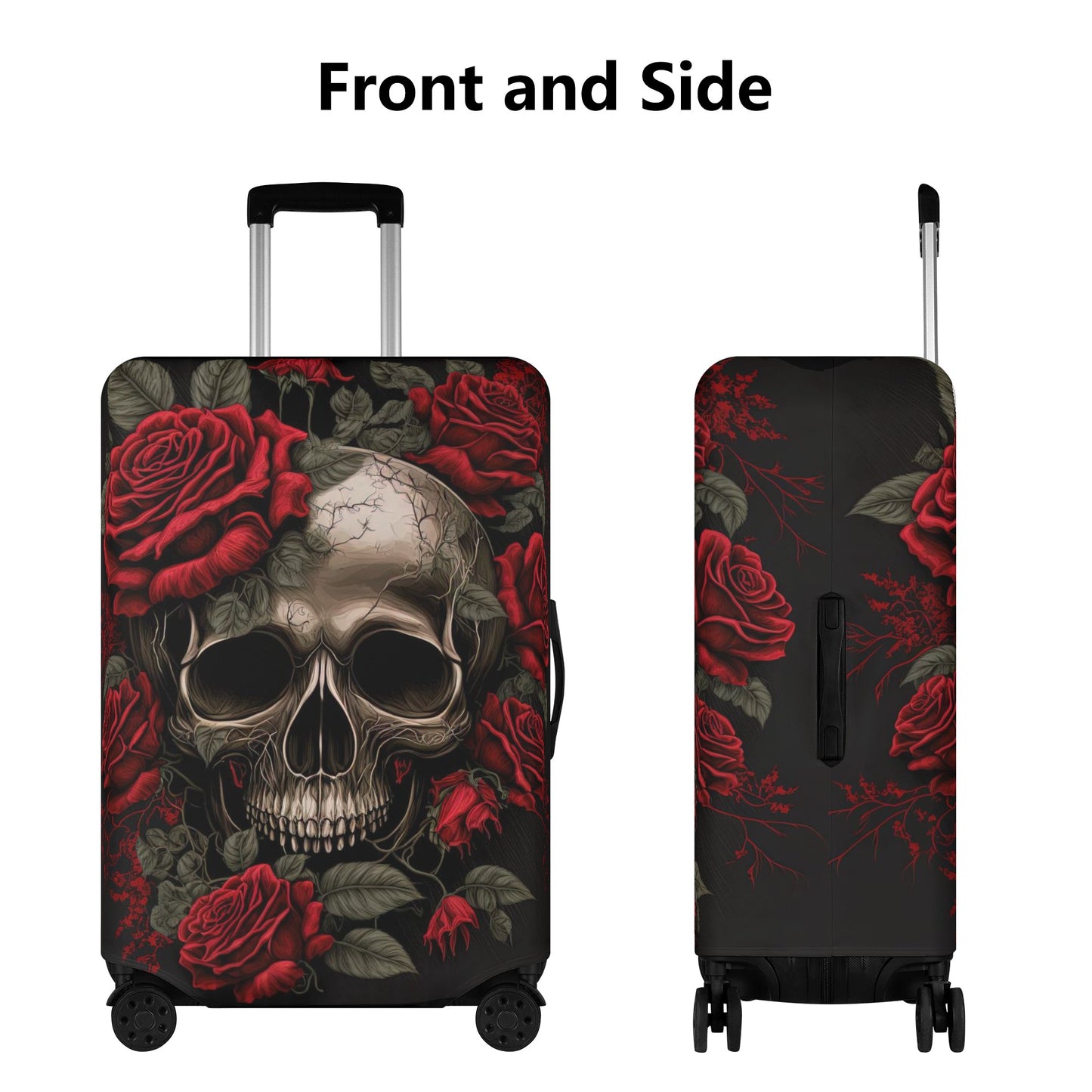 Flower skull luggage cover, skeleton suitcase tag, christmas skull suitcase protector, punisher skull luggage tag, halloween suitcase cover,