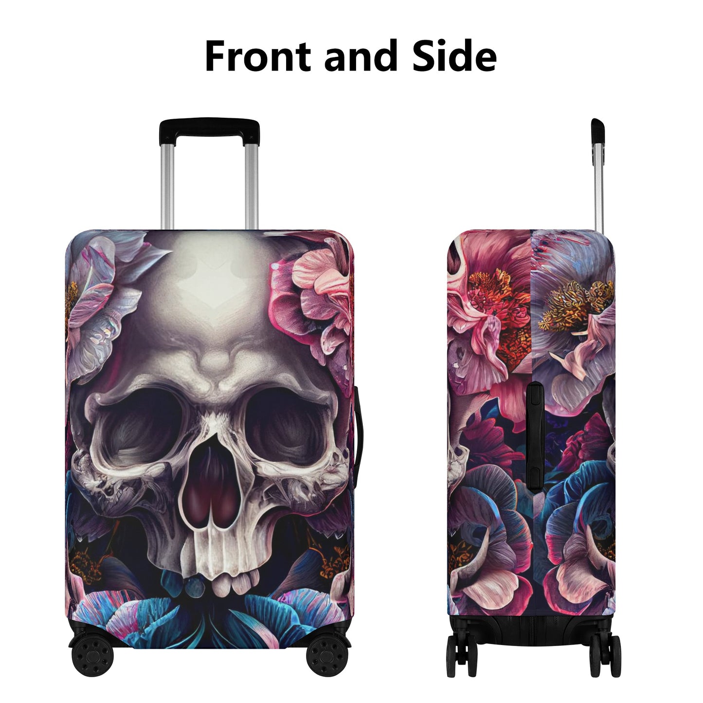 Evil suitcase protector, flaming skull luggage tag, gothic skull suitcase tag, rose skull luggage protector, gothic skull luggage protector, Luggage Cover