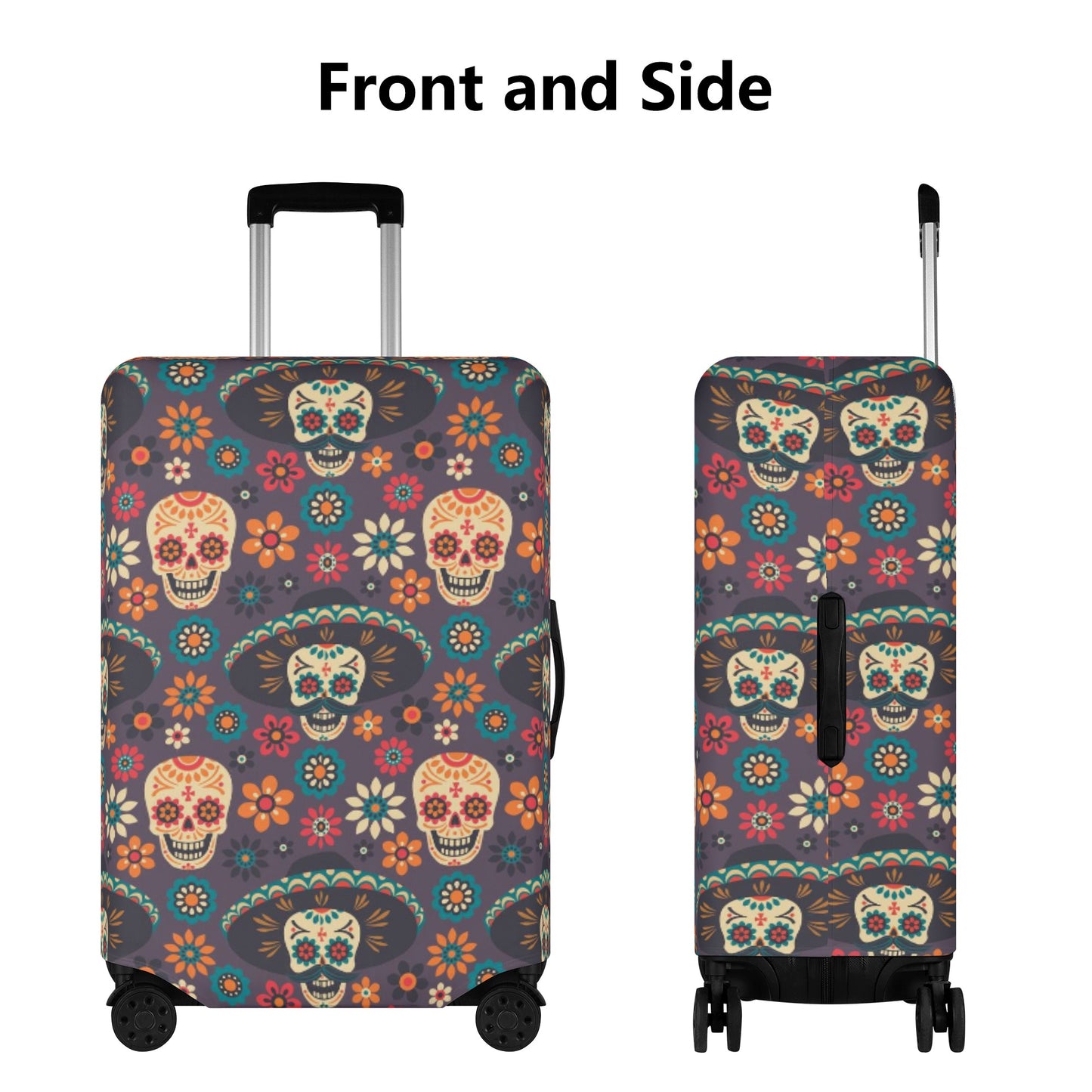 Candy skull luggage tag, dia de los muertos skull luggage cover, floral sugar skull suitcase tag, dia de los muertos skull travel bag cover,