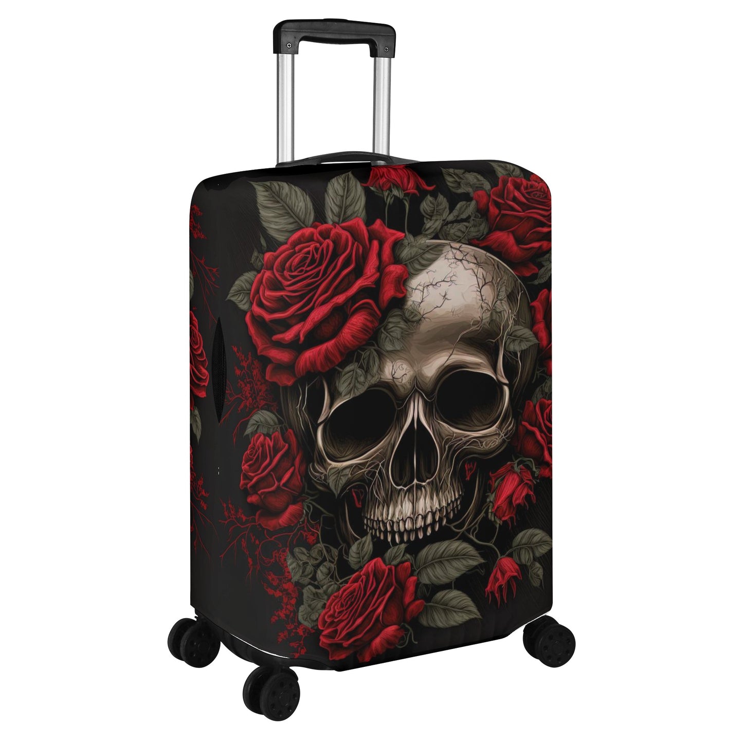 Flower skull luggage cover, skeleton suitcase tag, christmas skull suitcase protector, punisher skull luggage tag, halloween suitcase cover,