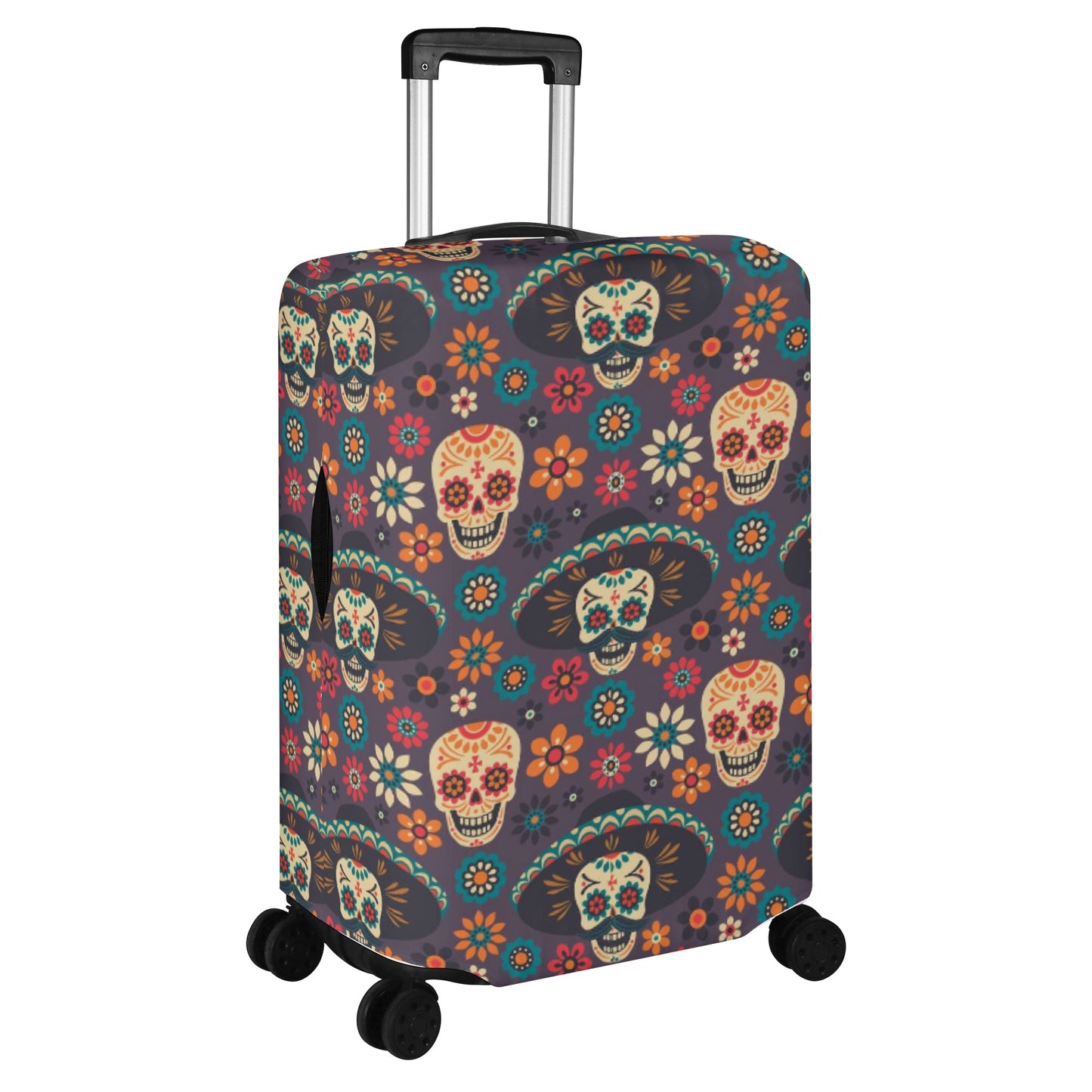 Candy skull luggage tag, dia de los muertos skull luggage cover, floral sugar skull suitcase tag, dia de los muertos skull travel bag cover,