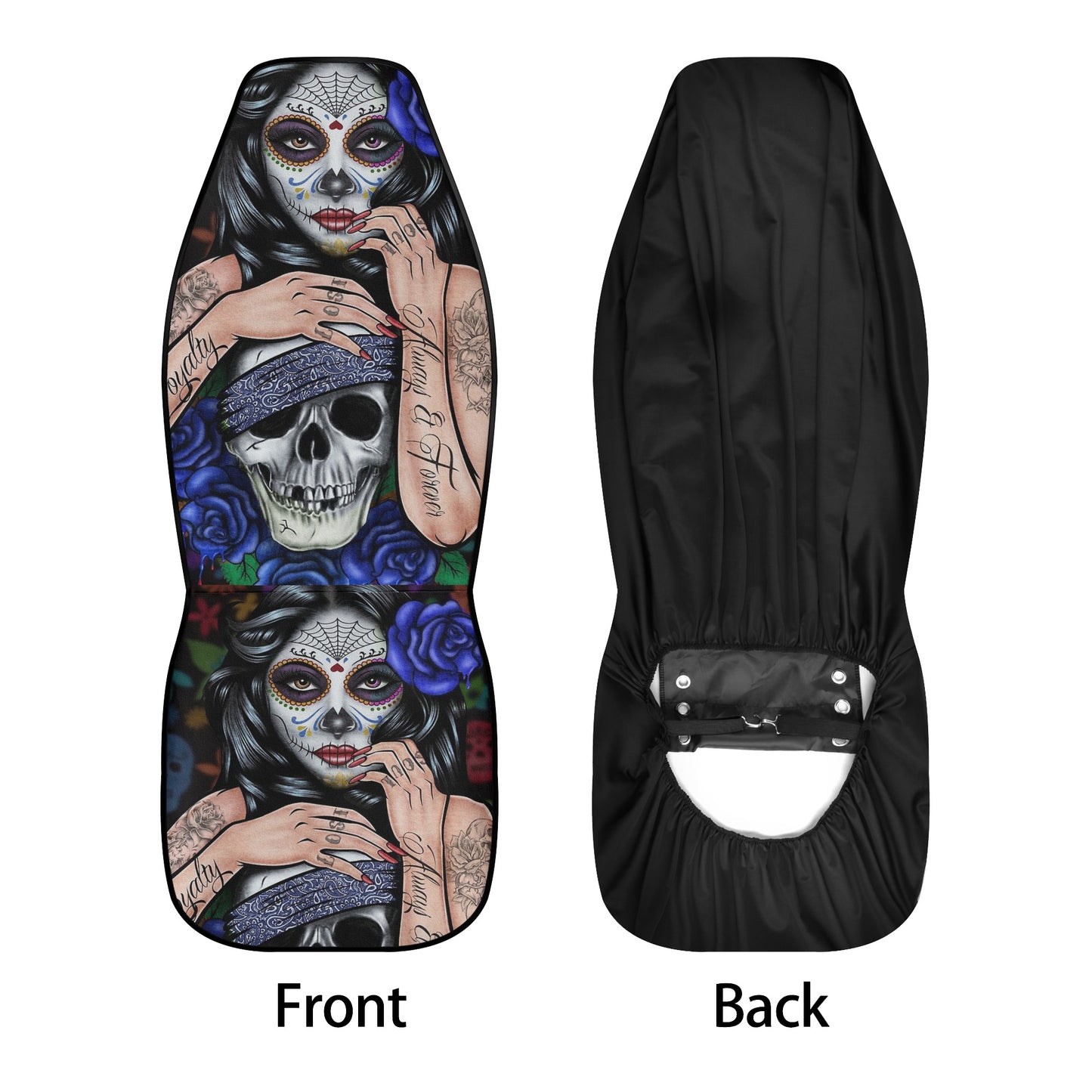 Gothic skull seat cover for car, skull in fire slip-on seat covers, punisher skull car accessories, skull in fire washable car seat covers,