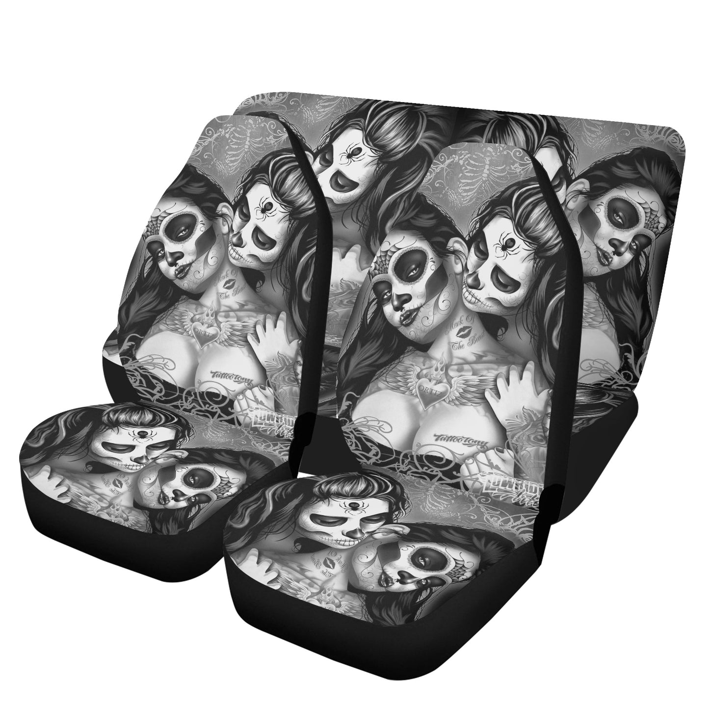 Mexican skull washable car seat covers, sugar skull front and back car seat covers, mexico car seat , candy skull cover cushion accessories