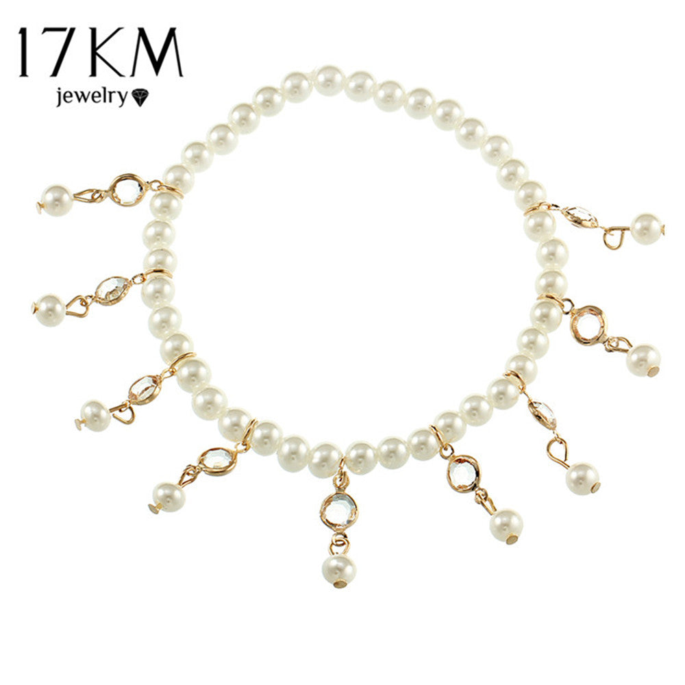 Bohemian Imitation Pearl Anklets For Women Sexy Ankle Bracelet Sandals Pulseras Tobilleras Mujer Foot Jewelry Gifts 2017