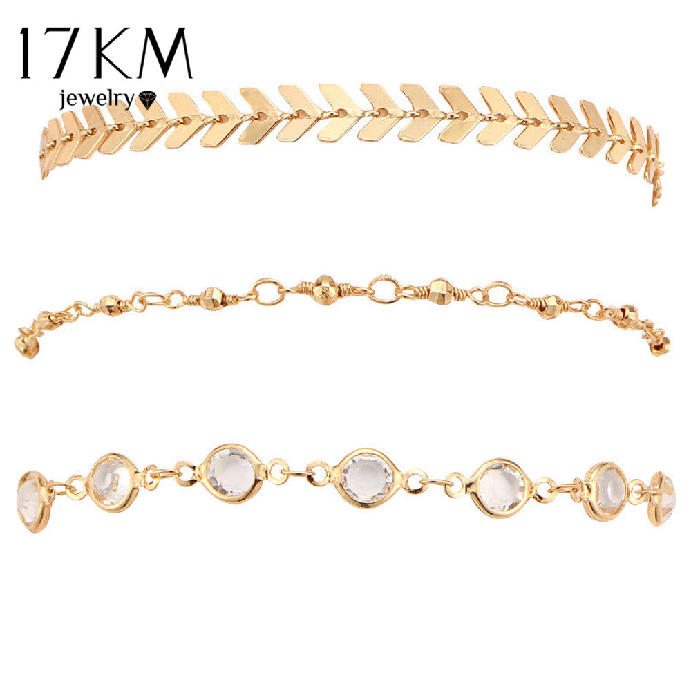 Crystal Sequins Anklet Set For Women Beach Foot jewelry Vintage Statement Anklets Boho Style Party Summer Jewelry 3Pcs/lot