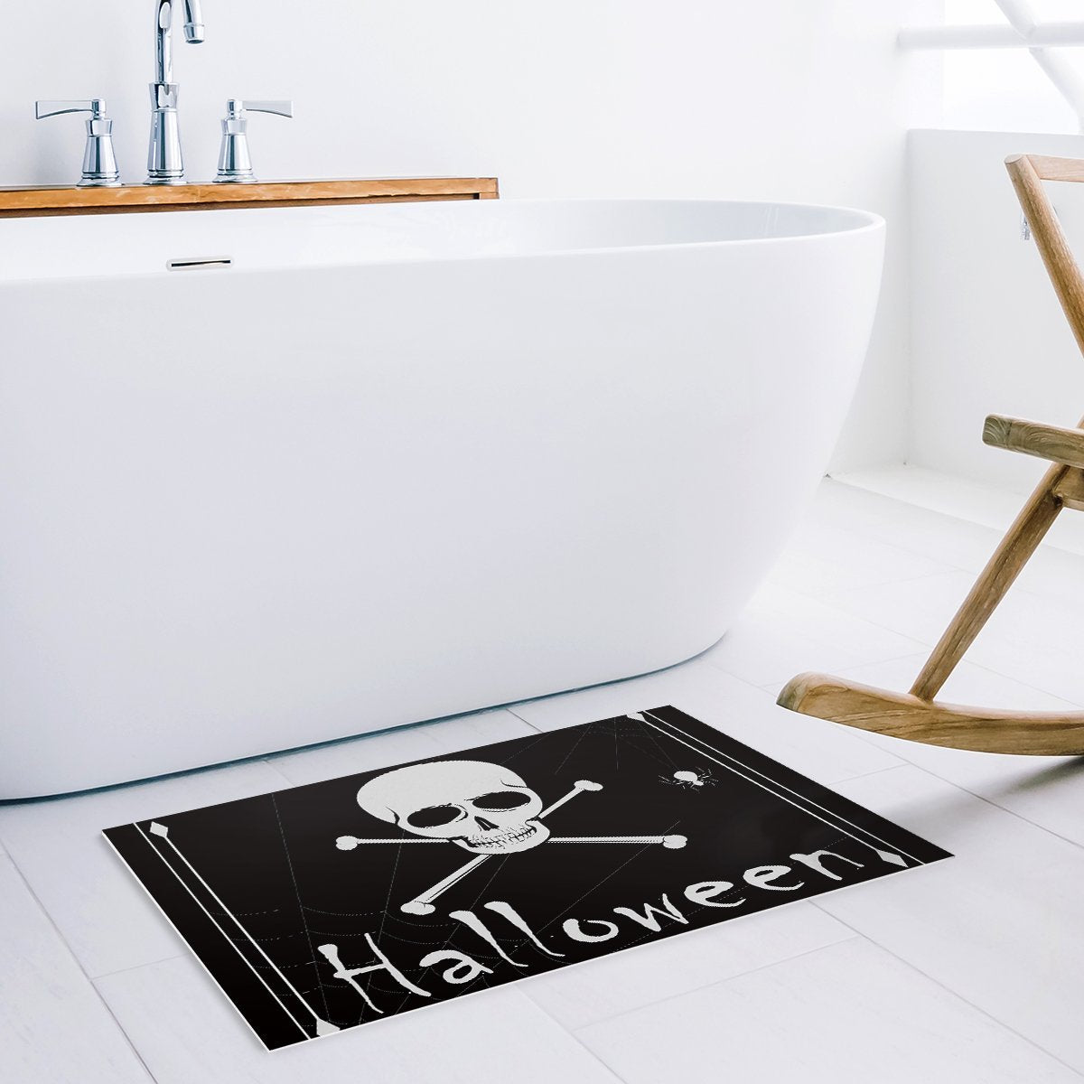 18 x 30 Inch Halloween Skull Black And White Door Mats Kitchen Floor Bath Entrance Rug Mat Indoor Bathroom Doormats