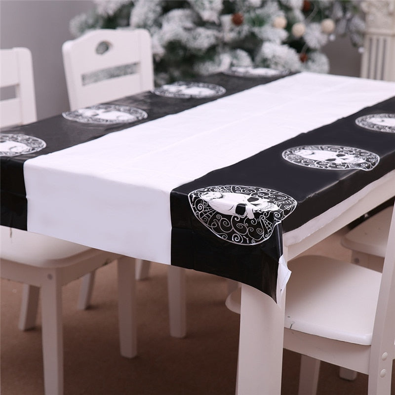 180X108CM Halloween Decoration PE Waterproof Tablecloth Skull