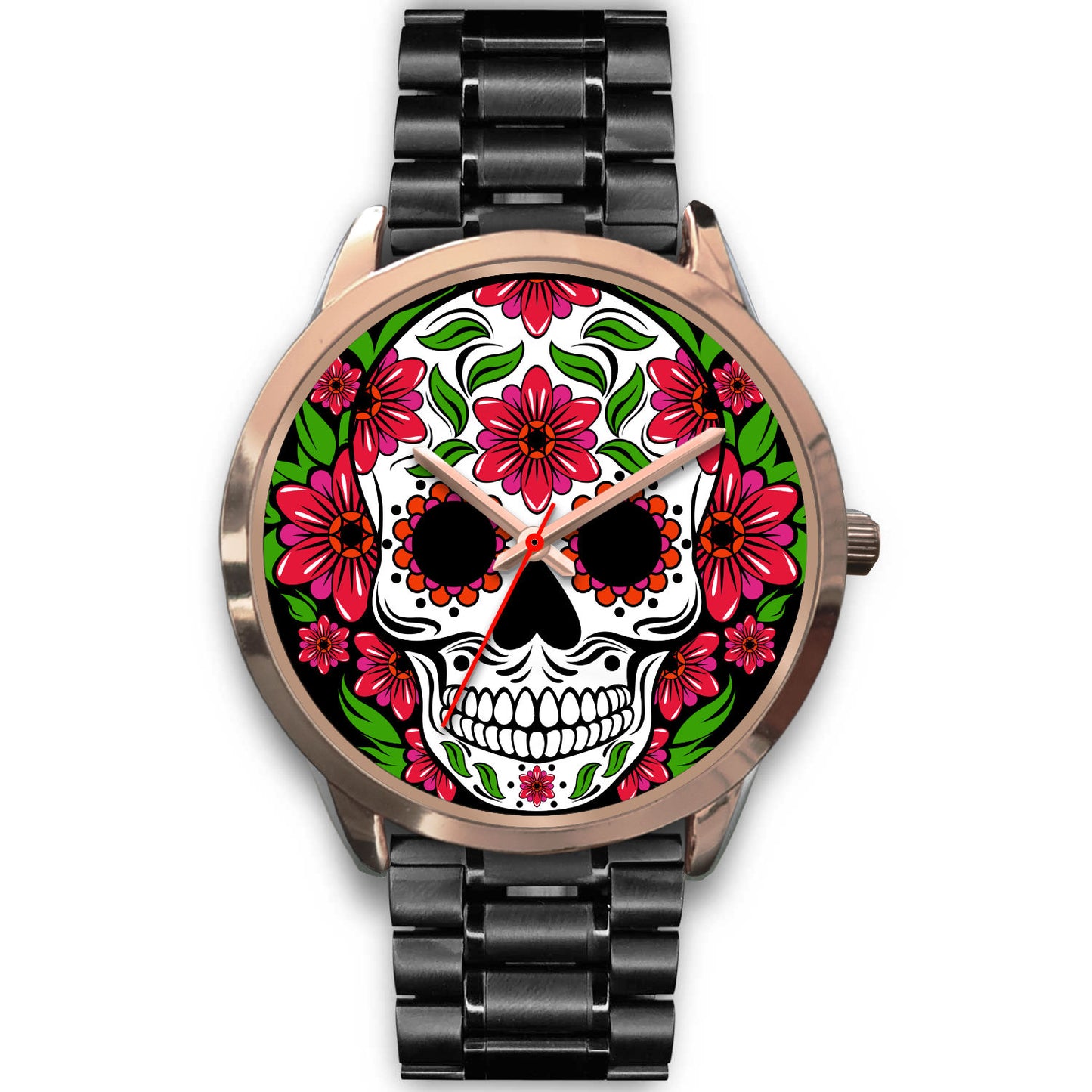 Sugar skull watch - floral skull watch