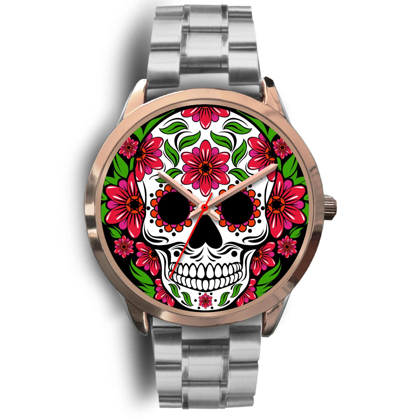 Sugar skull watch - floral skull watch