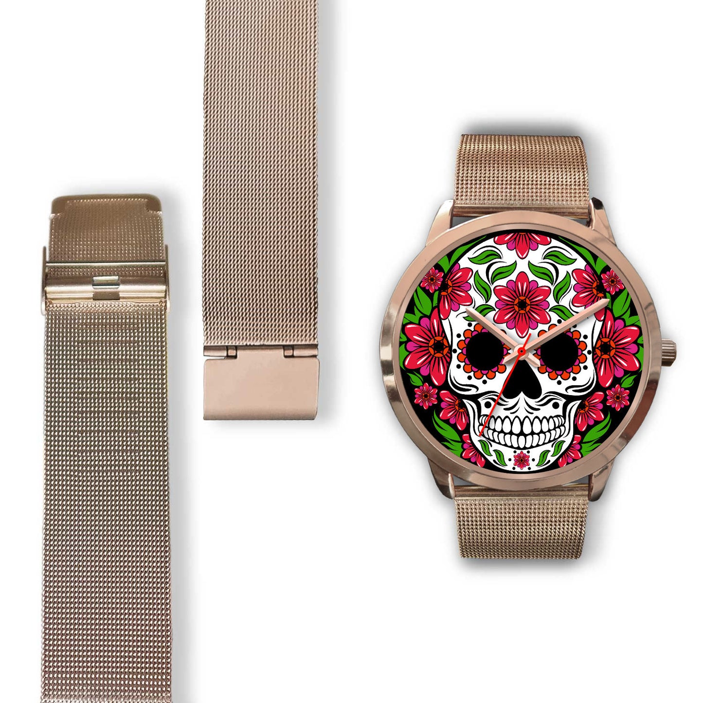 Sugar skull watch - floral skull watch