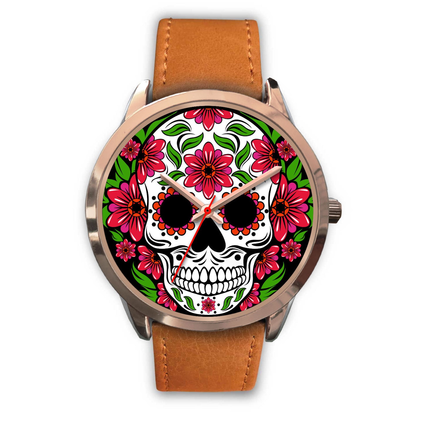 Sugar skull watch - floral skull watch