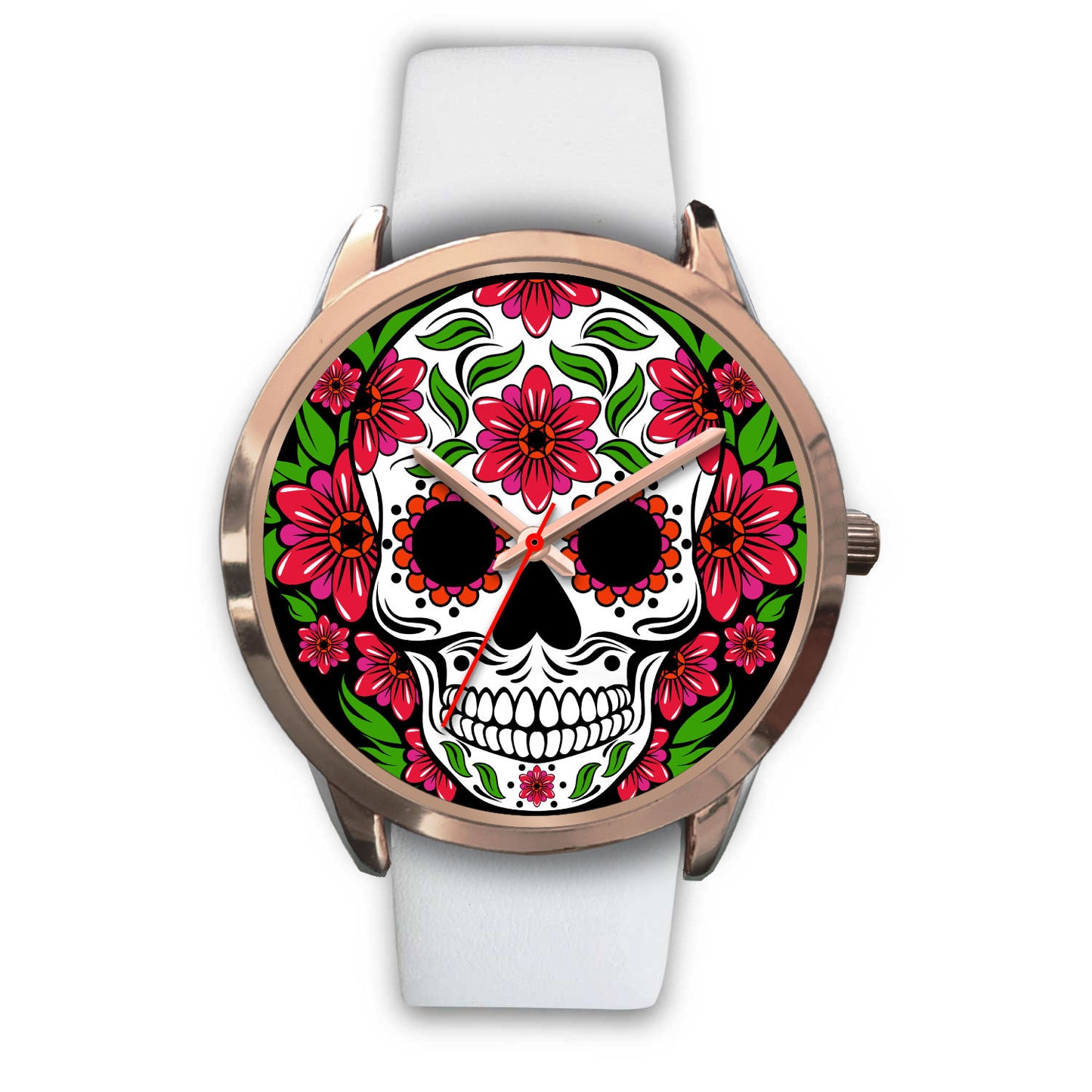 Sugar skull watch - floral skull watch