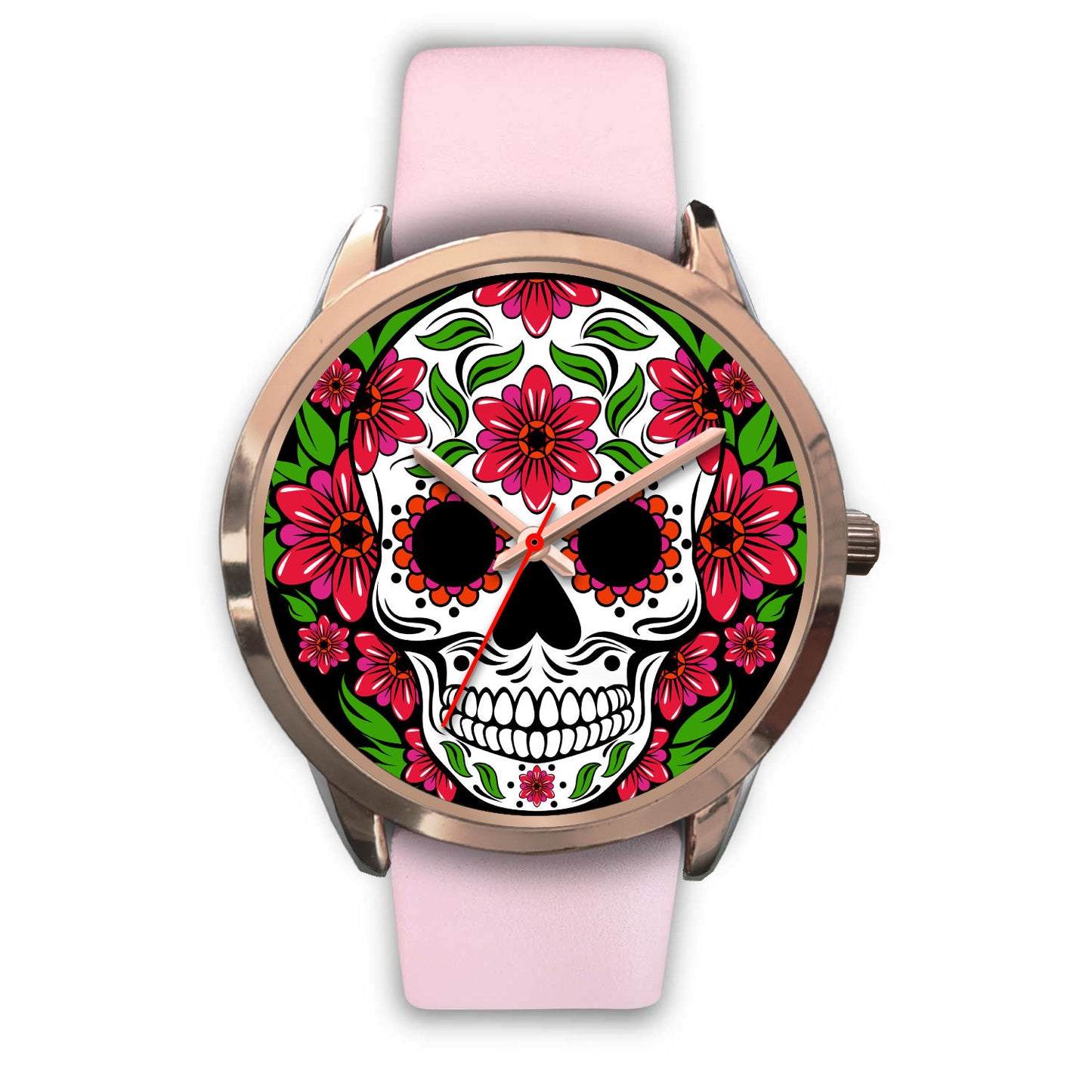 Sugar skull watch - floral skull watch
