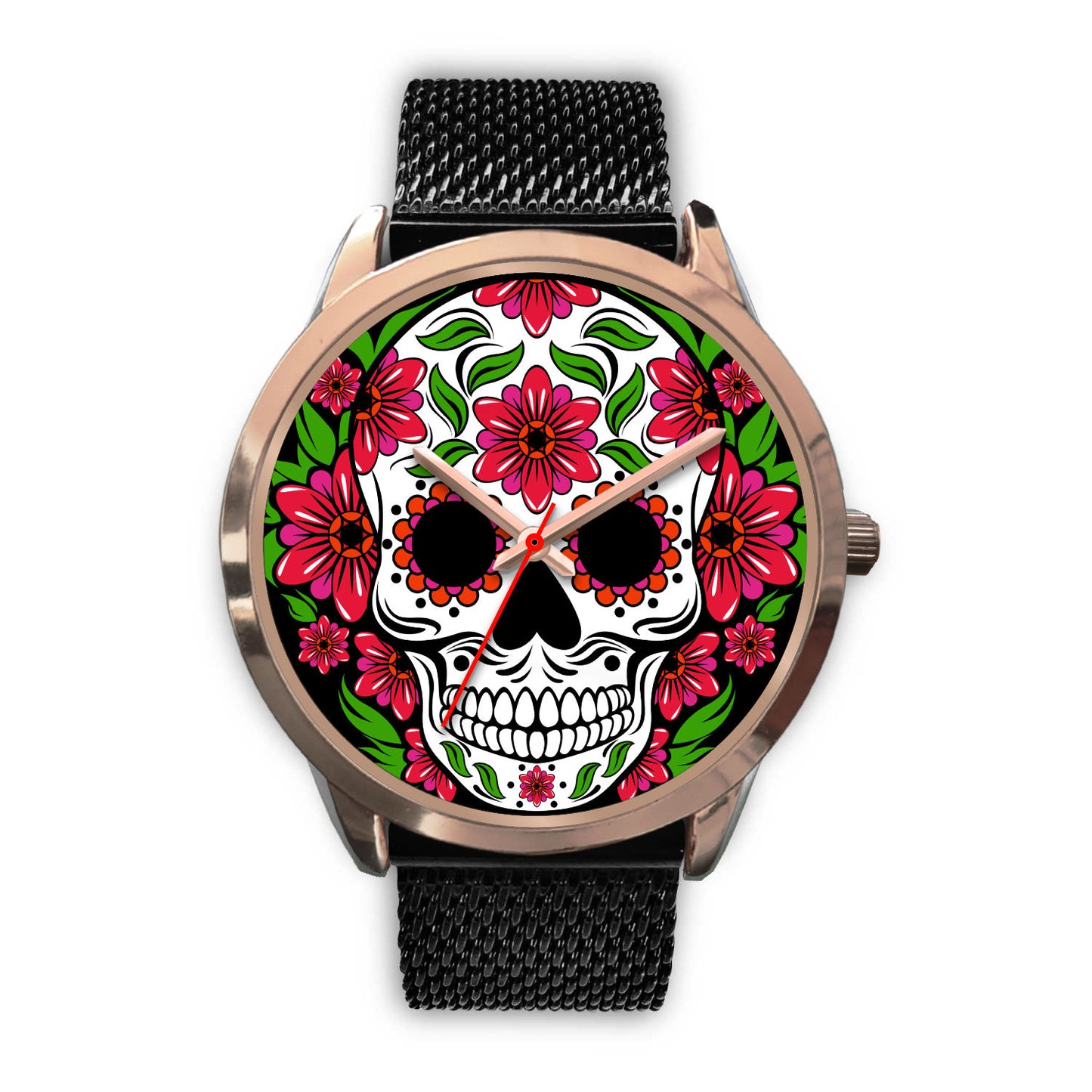 Sugar skull watch - floral skull watch