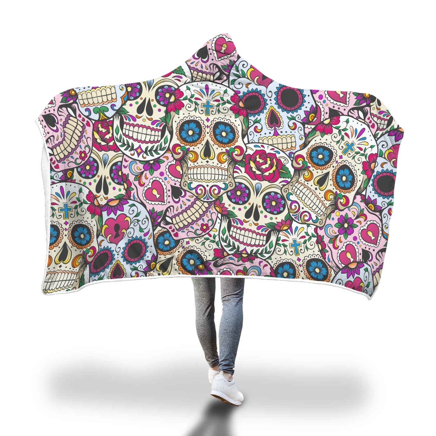 Sugar skull hooded blanket - 2 sizes available