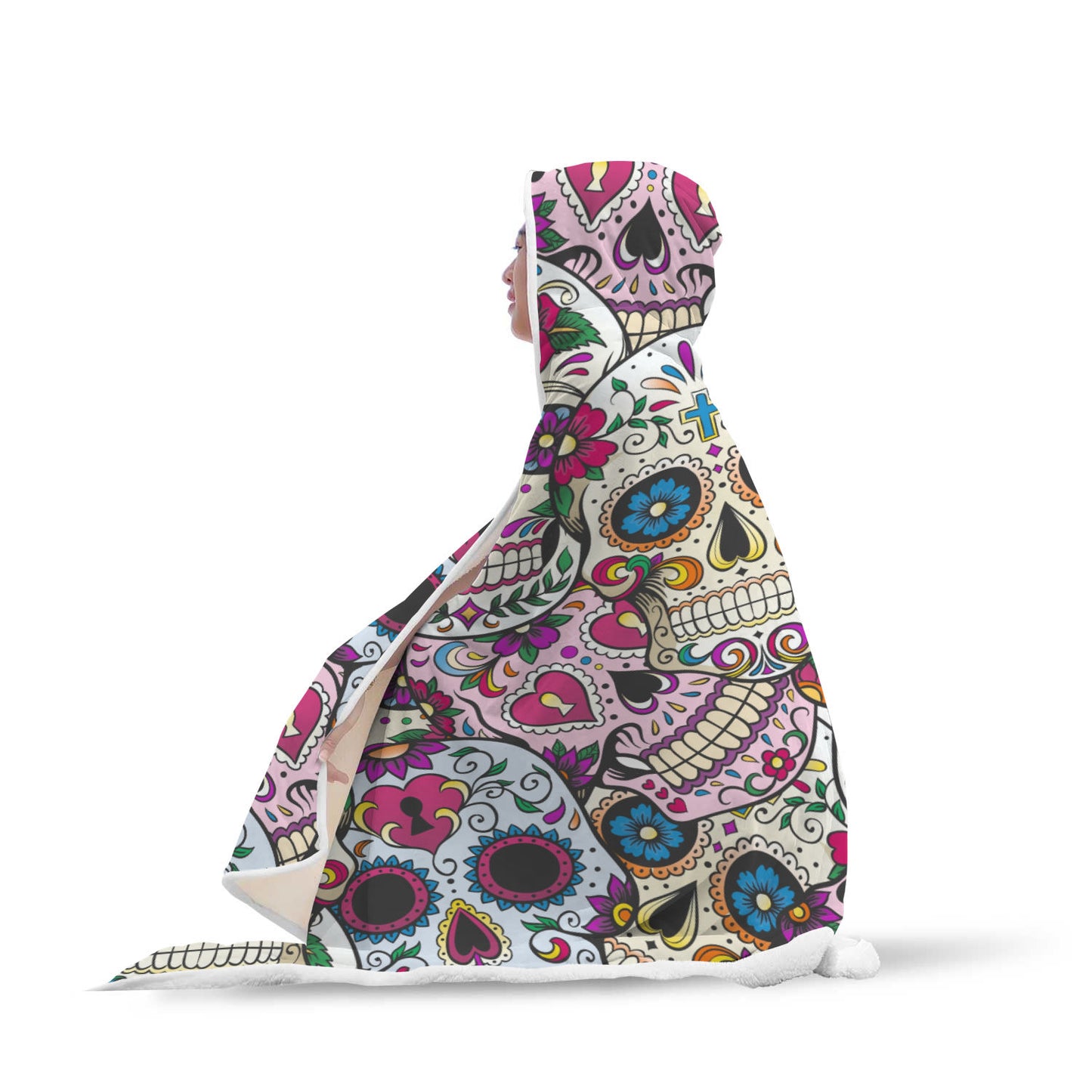 Sugar skull hooded blanket - 2 sizes available
