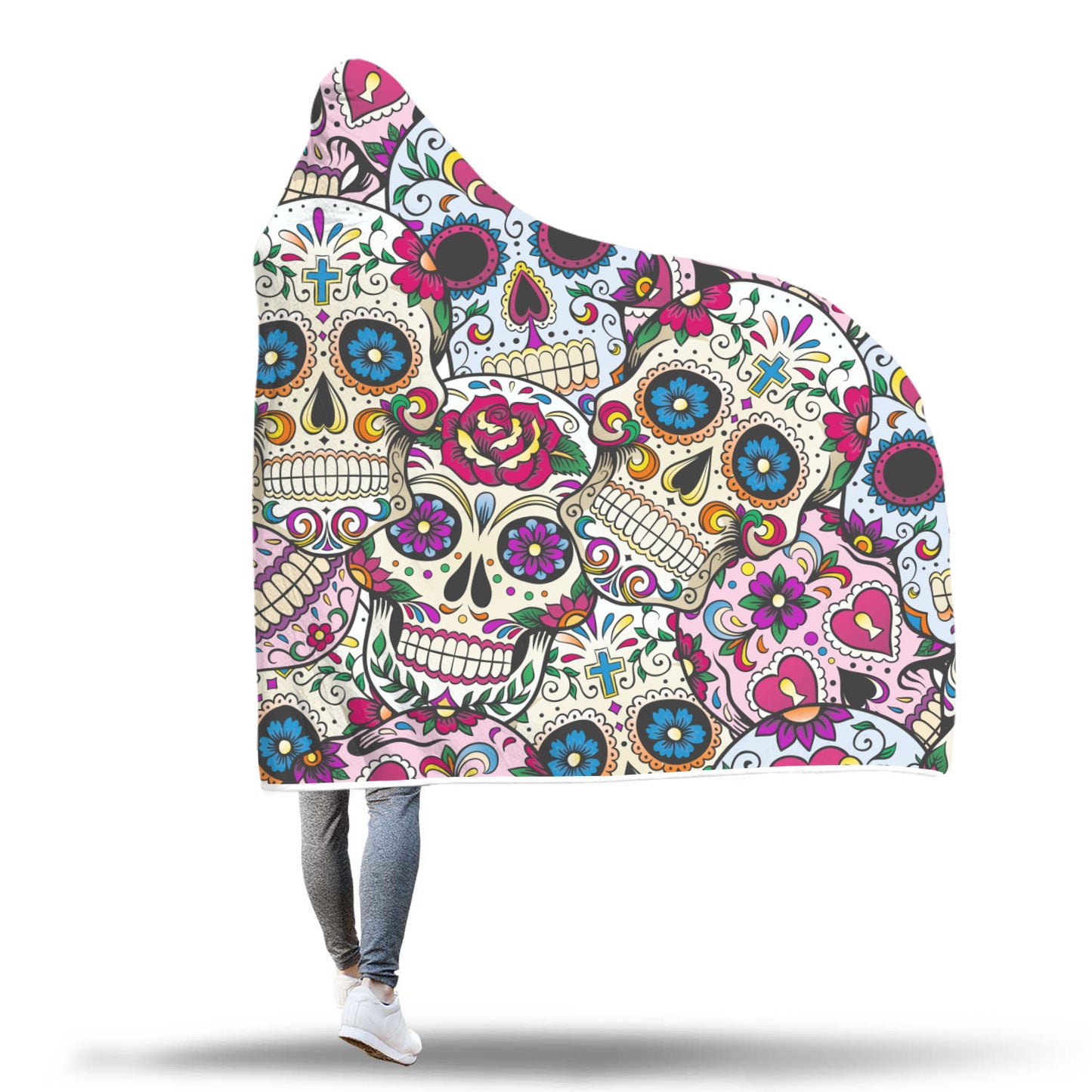 Sugar skull hooded blanket - 2 sizes available