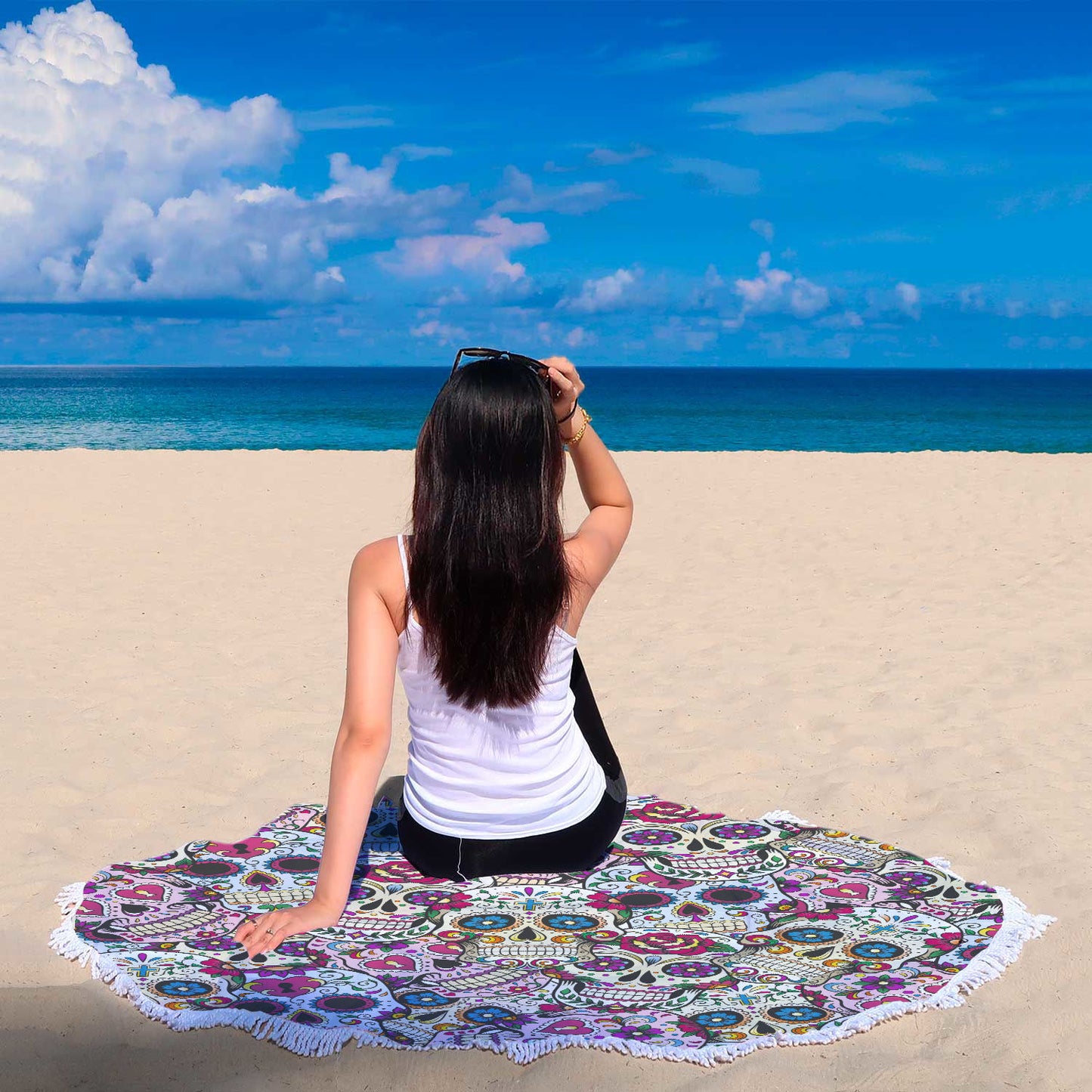 Sugar skulls Beach Blanket beach towel - super soft