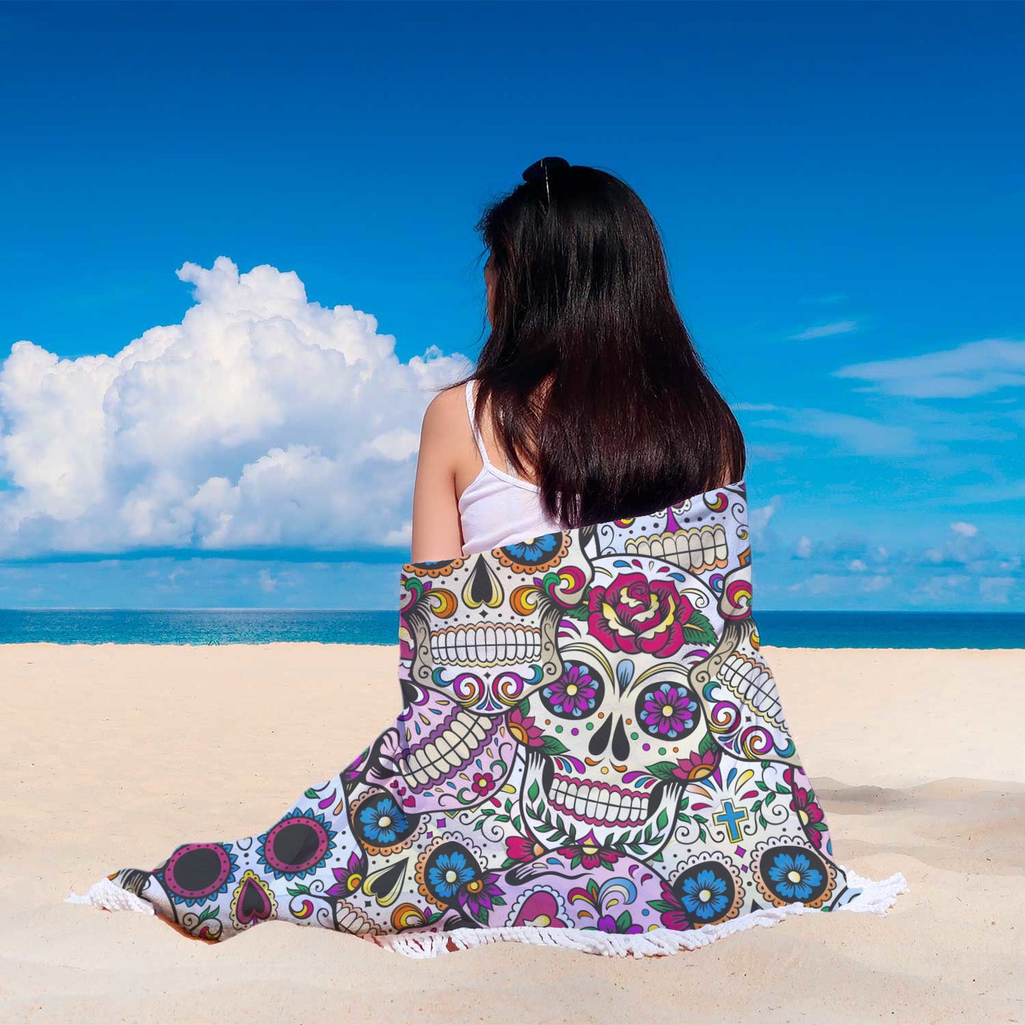 Sugar skulls Beach Blanket beach towel - super soft