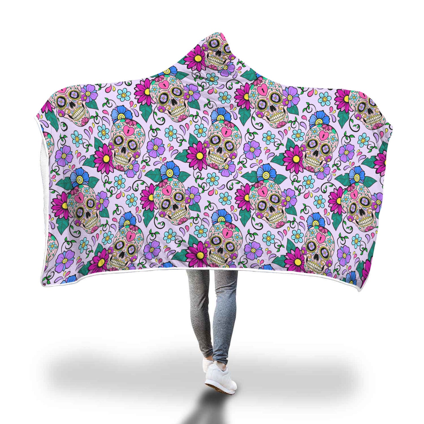 Hooded blanket - Sugar skull blanket - sugar skull hoodie
