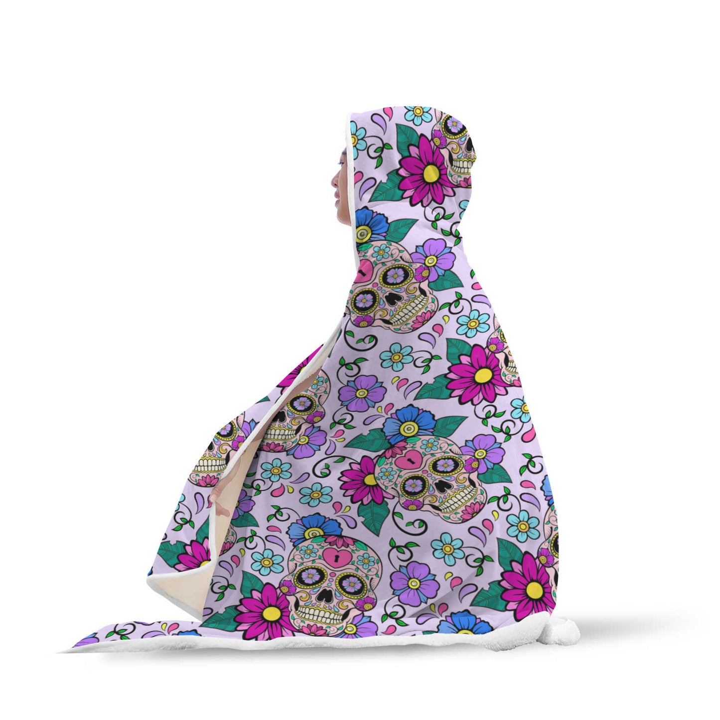 Hooded blanket - Sugar skull blanket - sugar skull hoodie